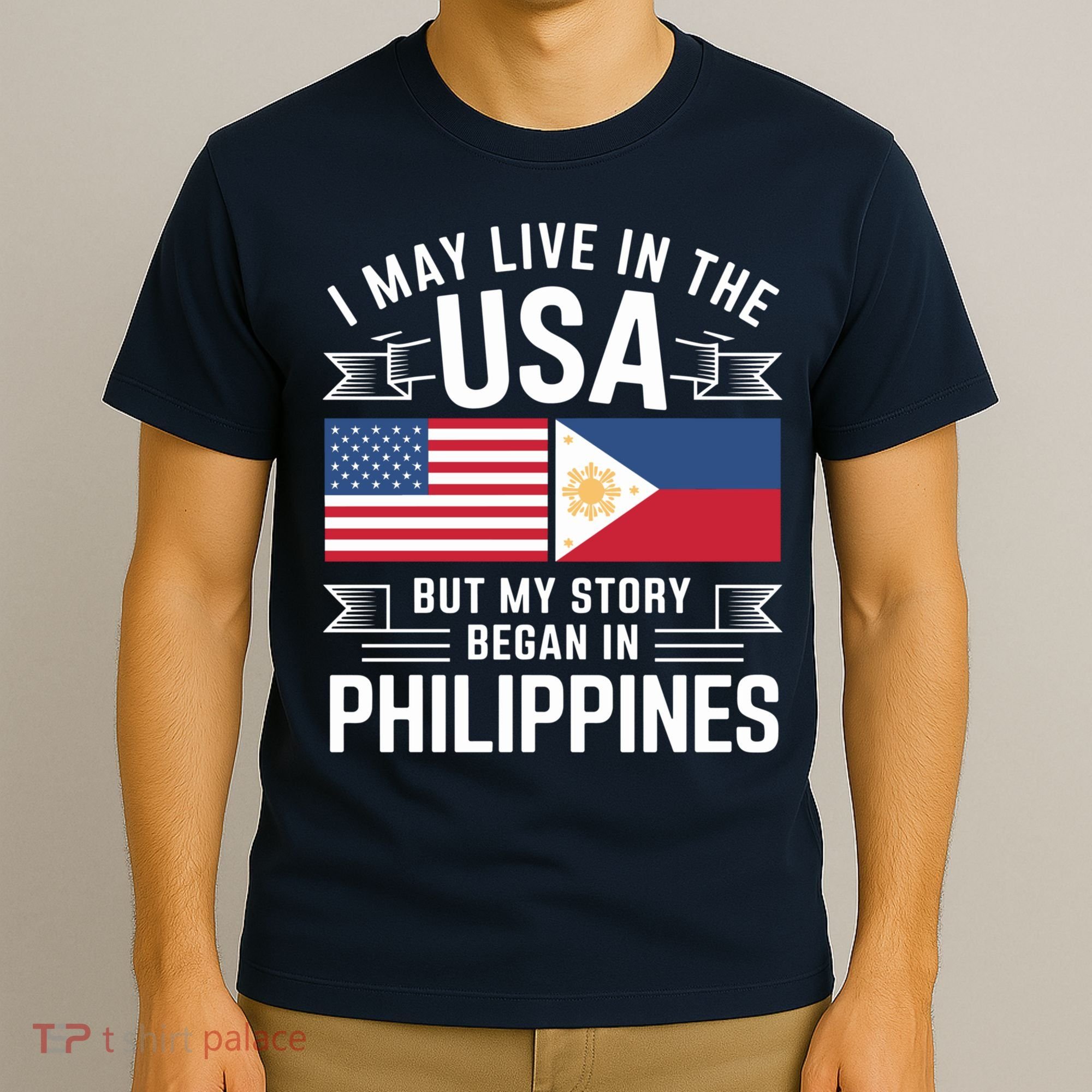 Philippines American Flag Usa Filipino Roots Present T-Shirt