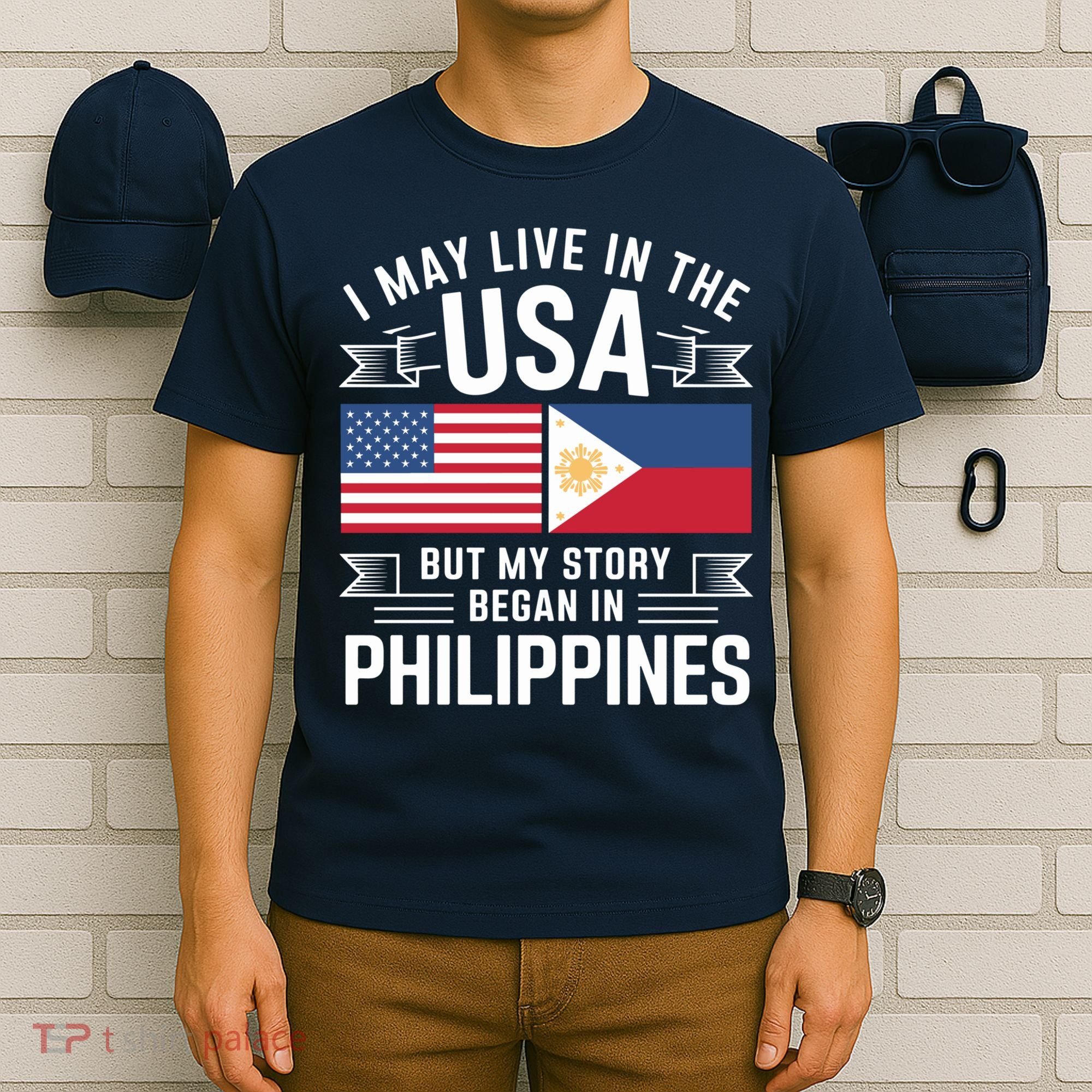 Philippines American Flag Usa Filipino Roots Present T-Shirt
