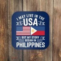 Philippines American Flag Usa Filipino Roots Present Coaster thumb 0