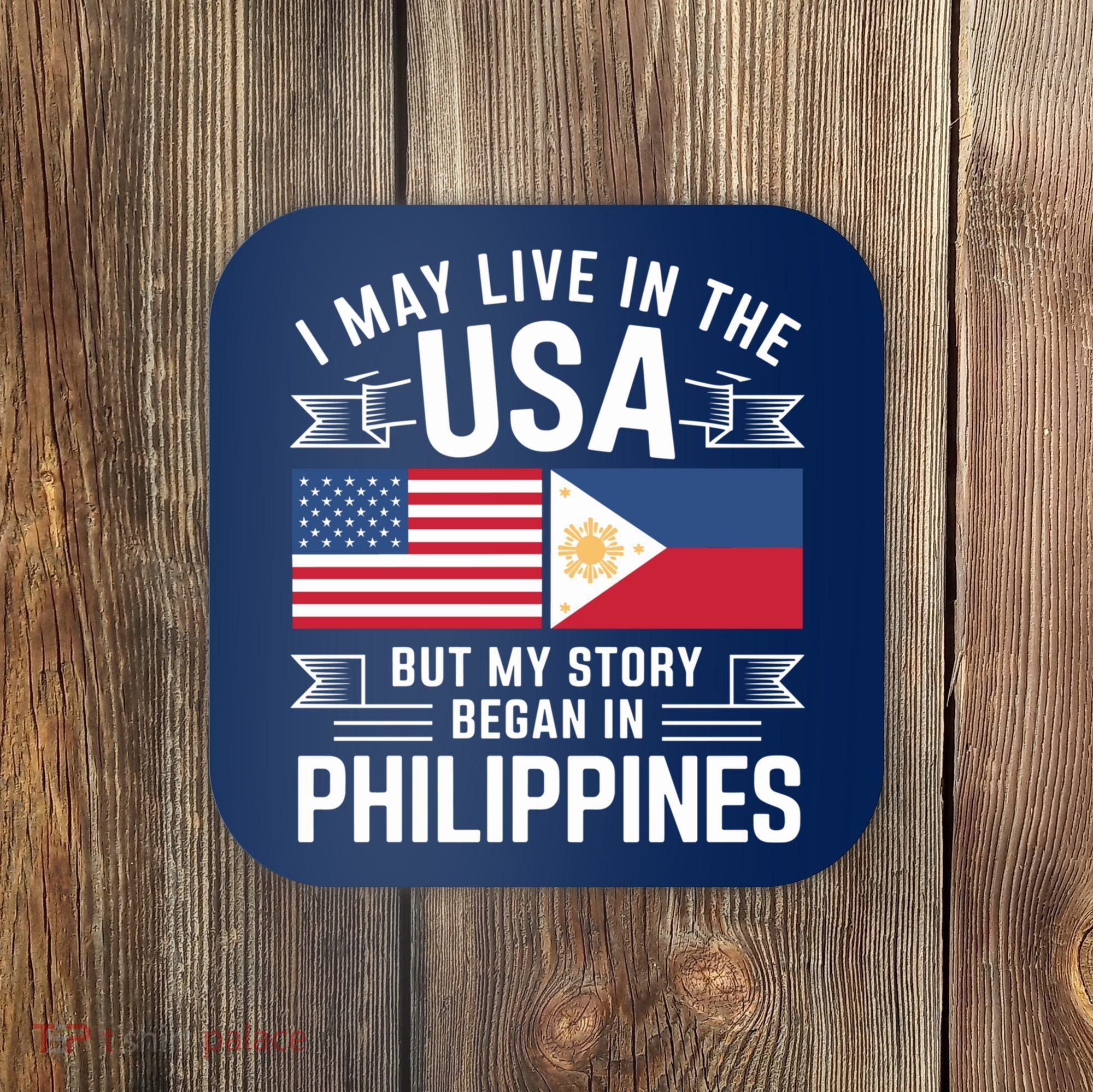 Philippines American Flag Usa Filipino Roots Present Coaster