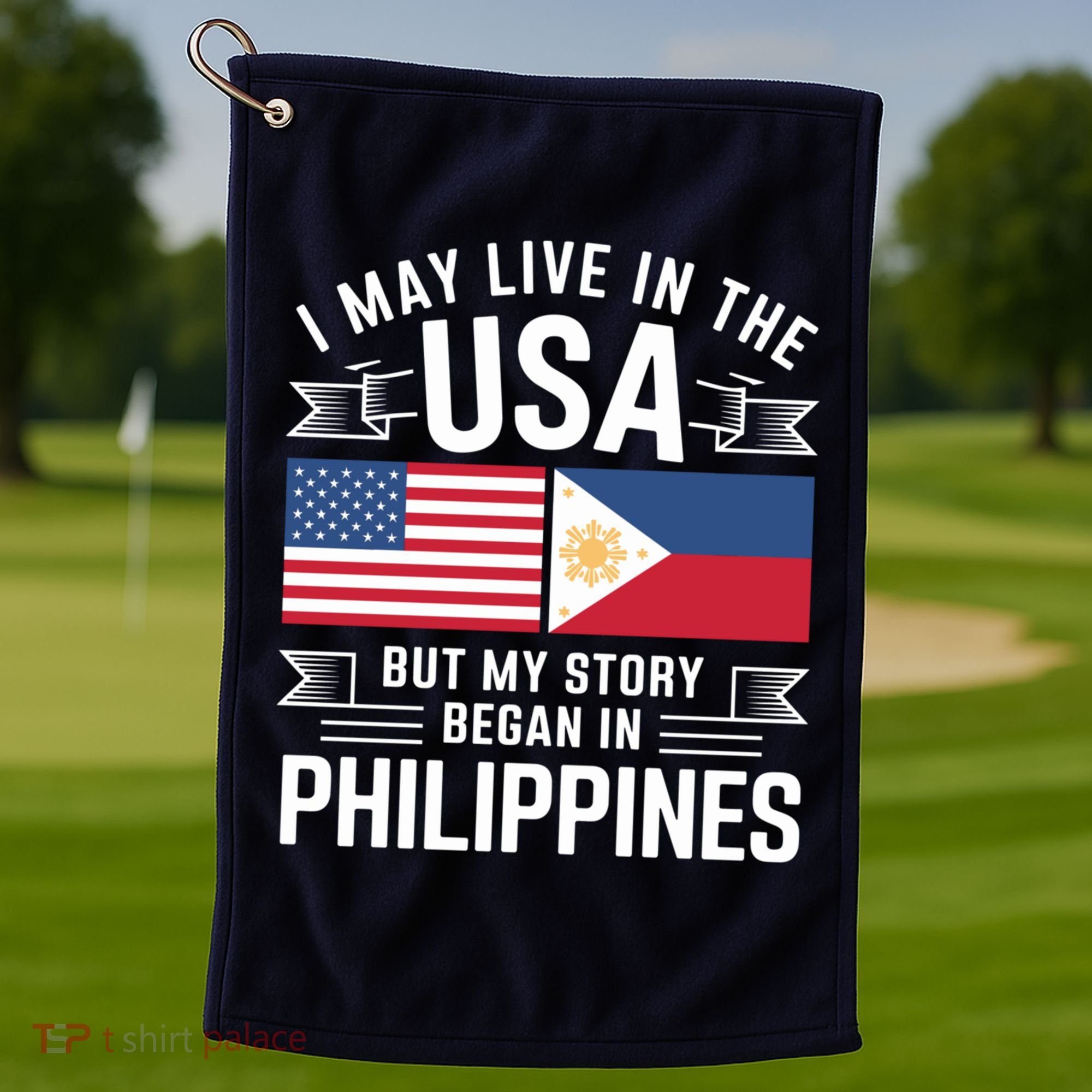 Philippines American Flag Usa Filipino Roots Present Golf Towel