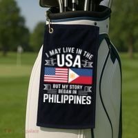 Philippines American Flag Usa Filipino Roots Present Golf Towel thumb 2