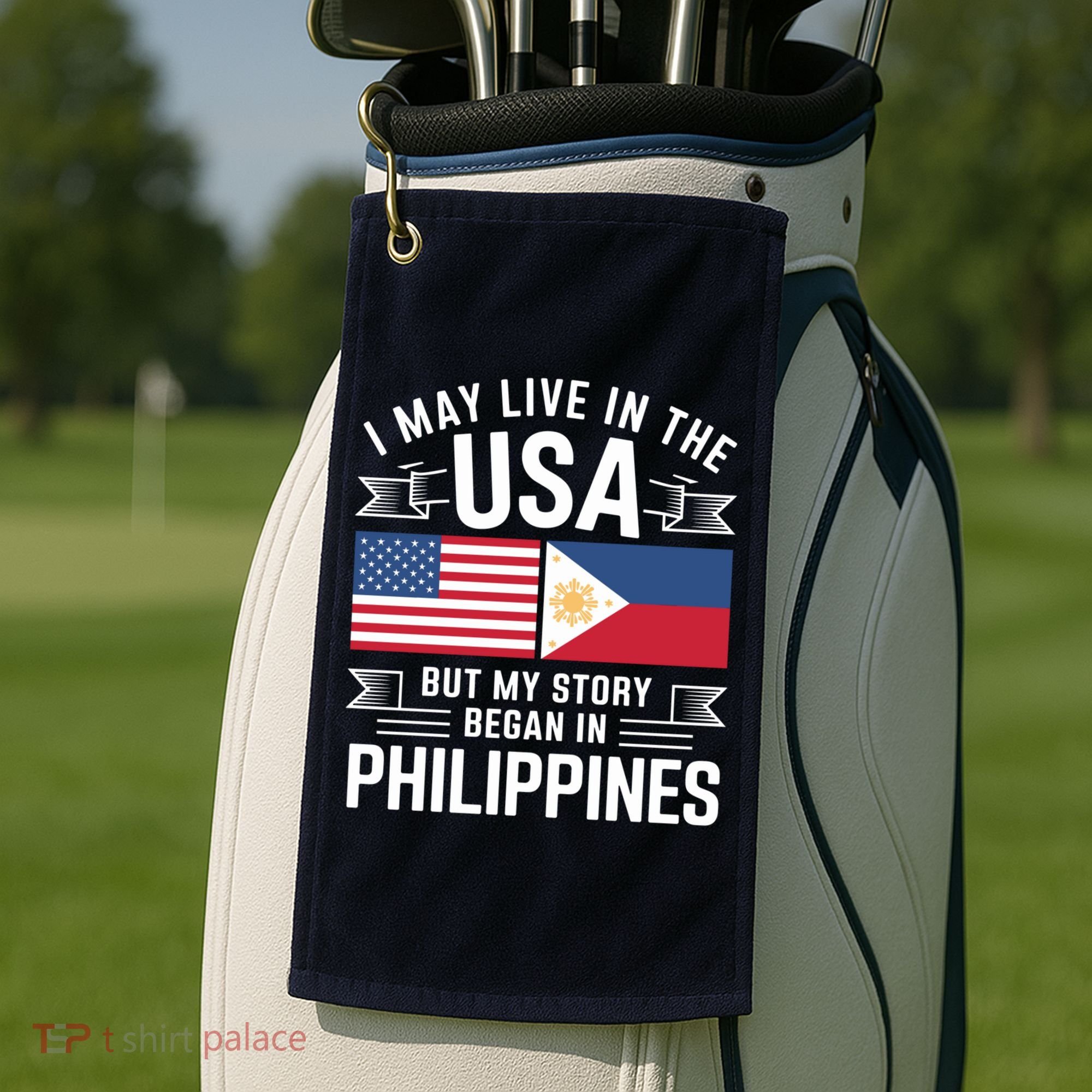 Philippines American Flag Usa Filipino Roots Present Golf Towel