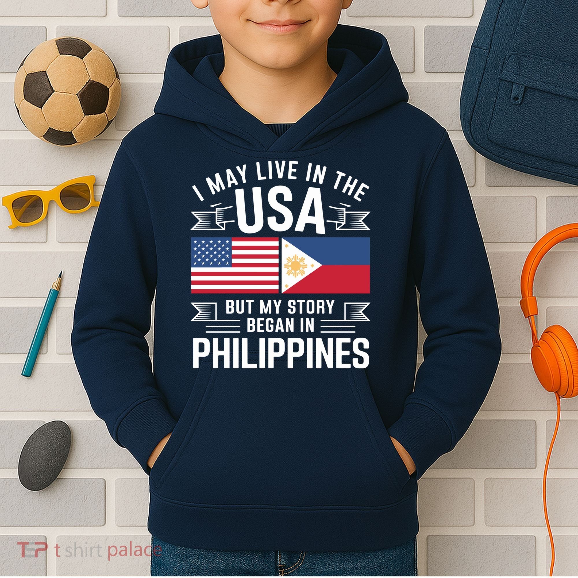 Philippines American Flag Usa Filipino Roots Present Kids Hoodie