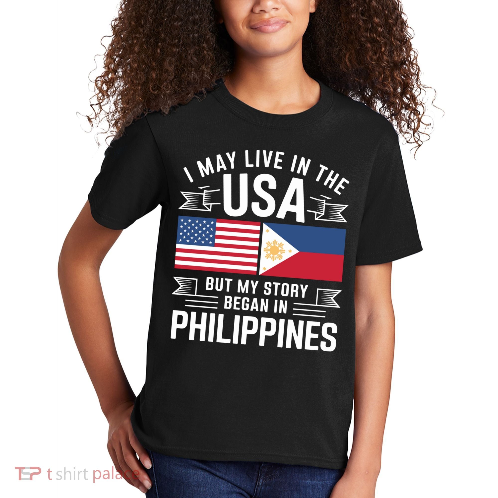 Philippines American Flag Usa Filipino Roots Present Kids T-Shirt