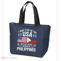 Philippines American Flag Usa Filipino Roots Present Tote Bag thumb 3