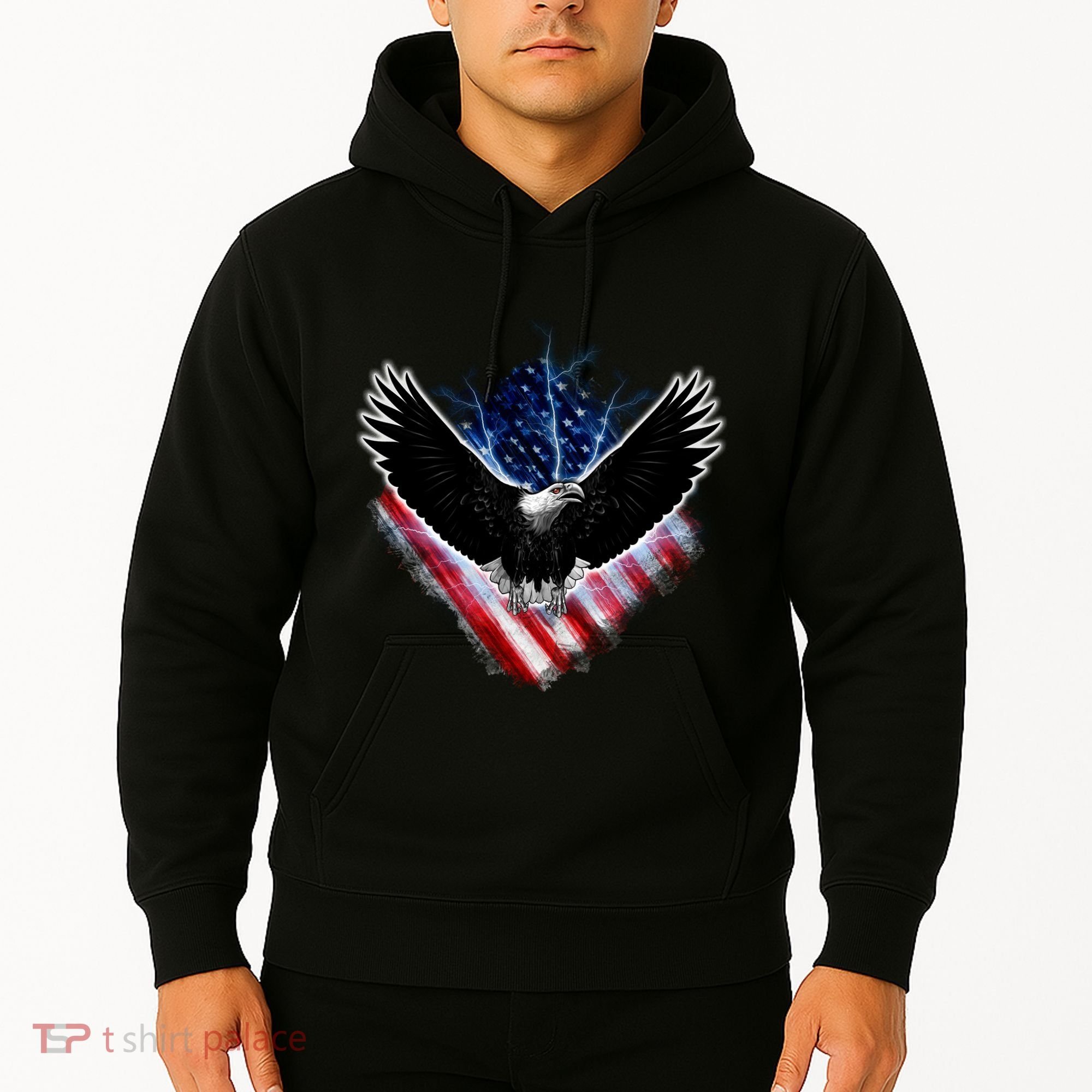 Patriotic American Flag Bald Eagle Hoodie