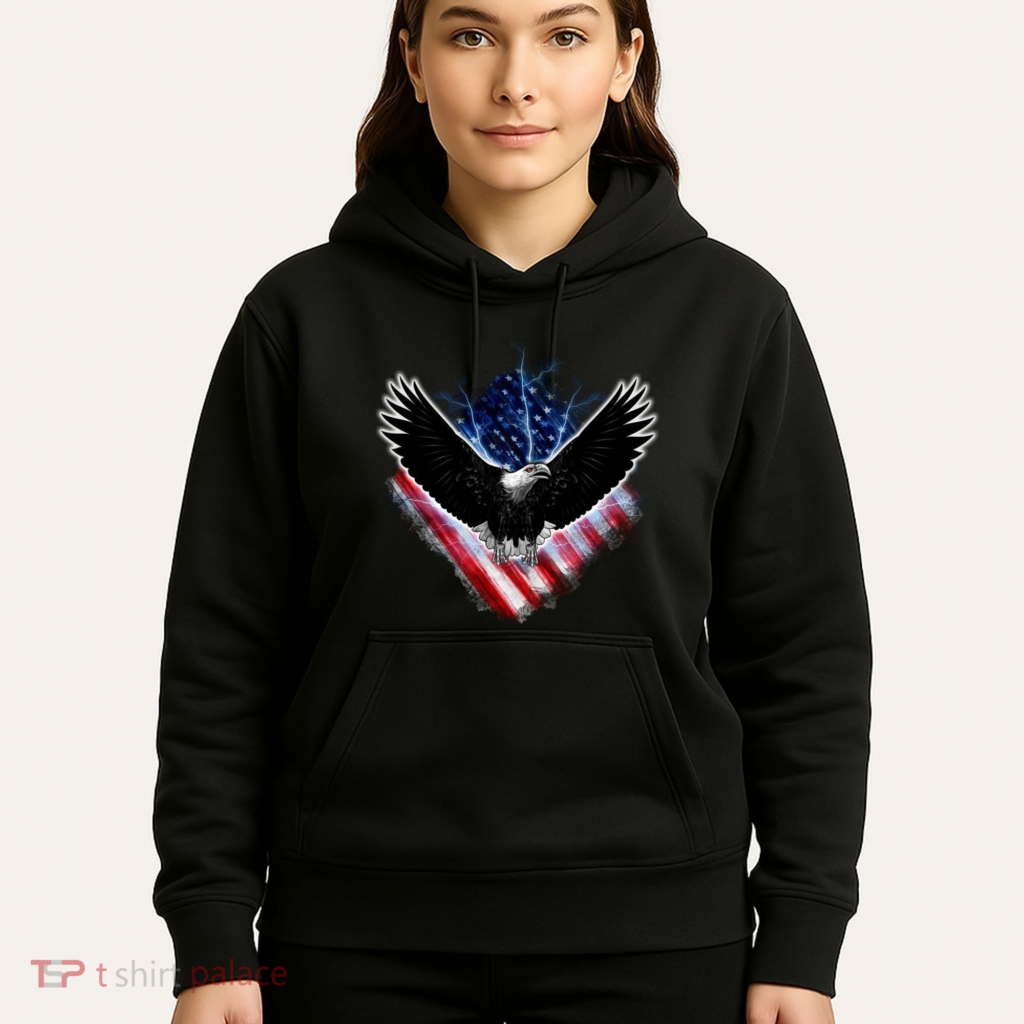 Patriotic American Flag Bald Eagle Hoodie