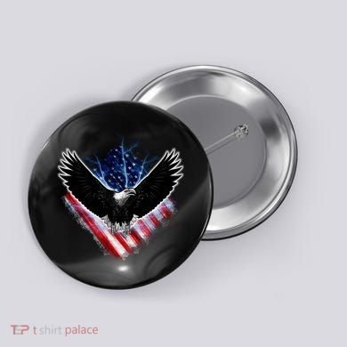 Patriotic American Flag Bald Eagle Button