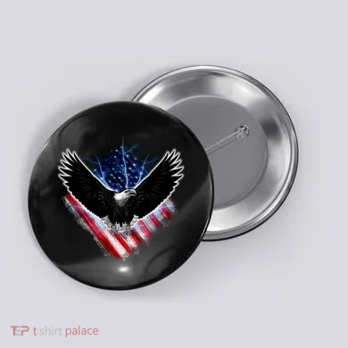 Patriotic American Flag Bald Eagle Button