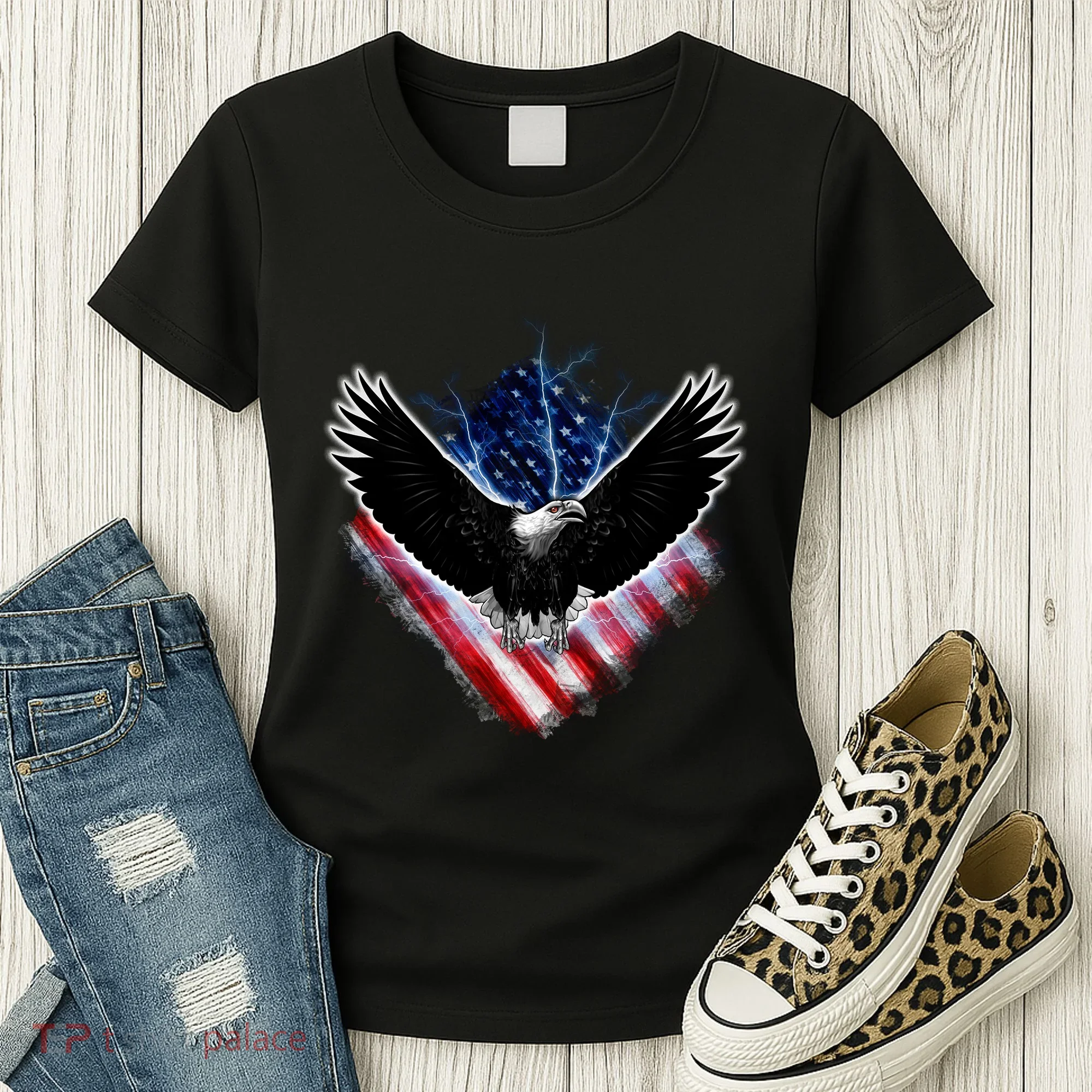Patriotic American Flag Bald Eagle Women's T-Shirt