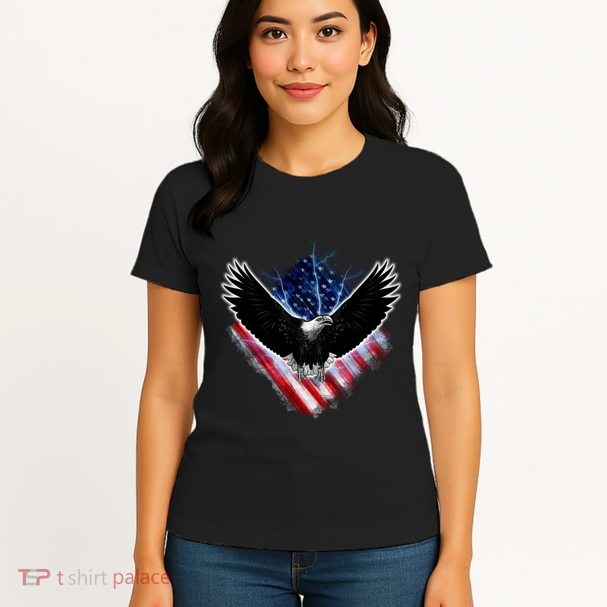 Patriotic American Flag Bald Eagle Women's T-Shirt