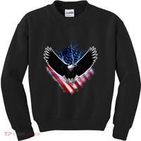 Patriotic American Flag Bald Eagle Kids Sweatshirt thumb 0
