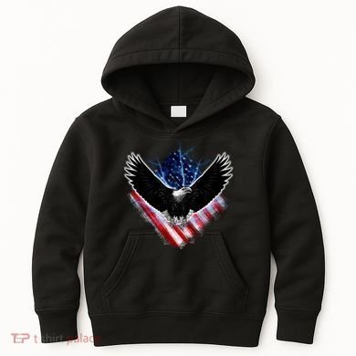 Patriotic American Flag Bald Eagle Kids Hoodie