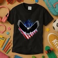 Patriotic American Flag Bald Eagle Kids T-Shirt thumb 3