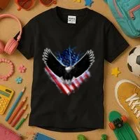 Patriotic American Flag Bald Eagle Kids T-Shirt thumb 3
