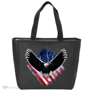 Patriotic American Flag Bald Eagle Tote Bag