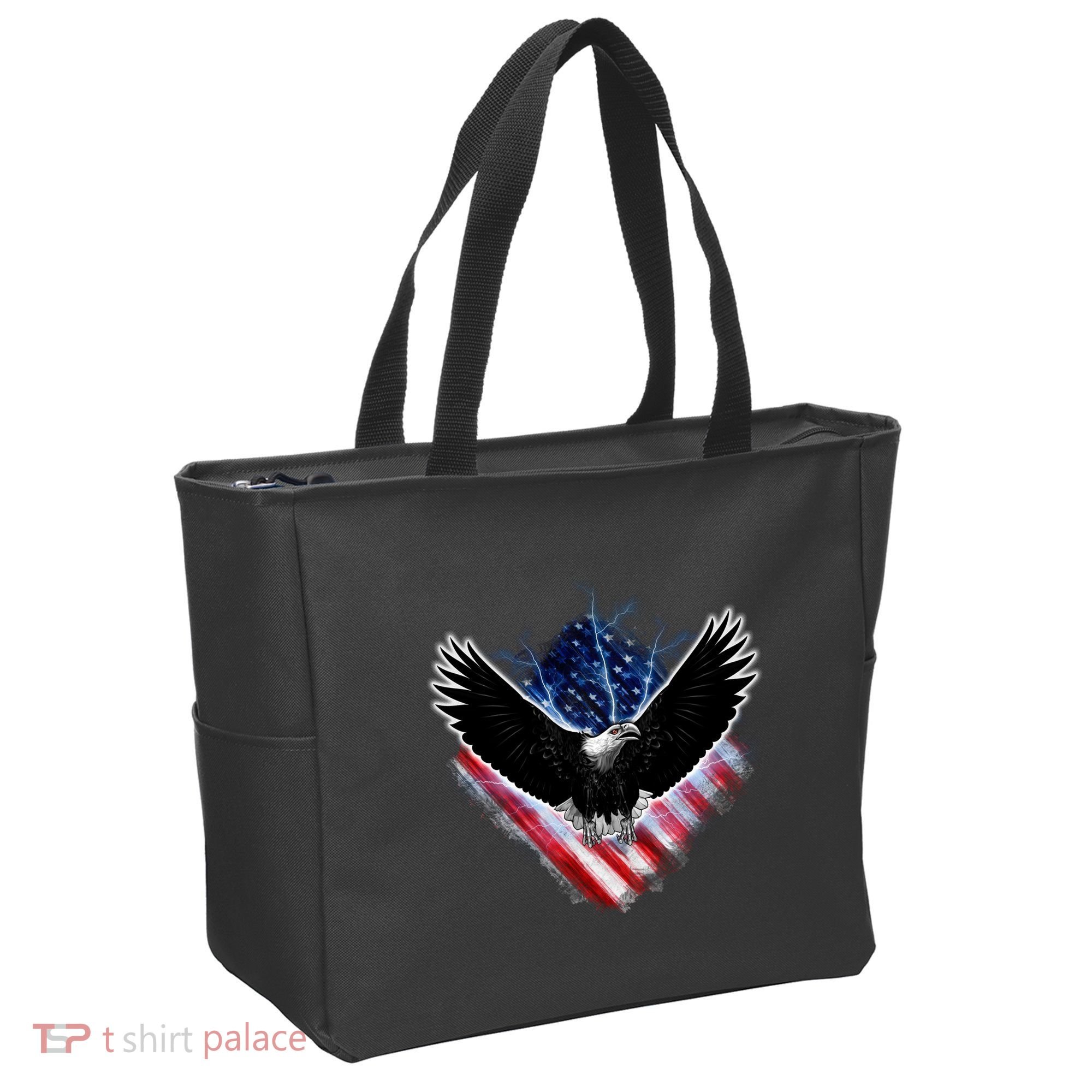 Patriotic American Flag Bald Eagle Tote Bag