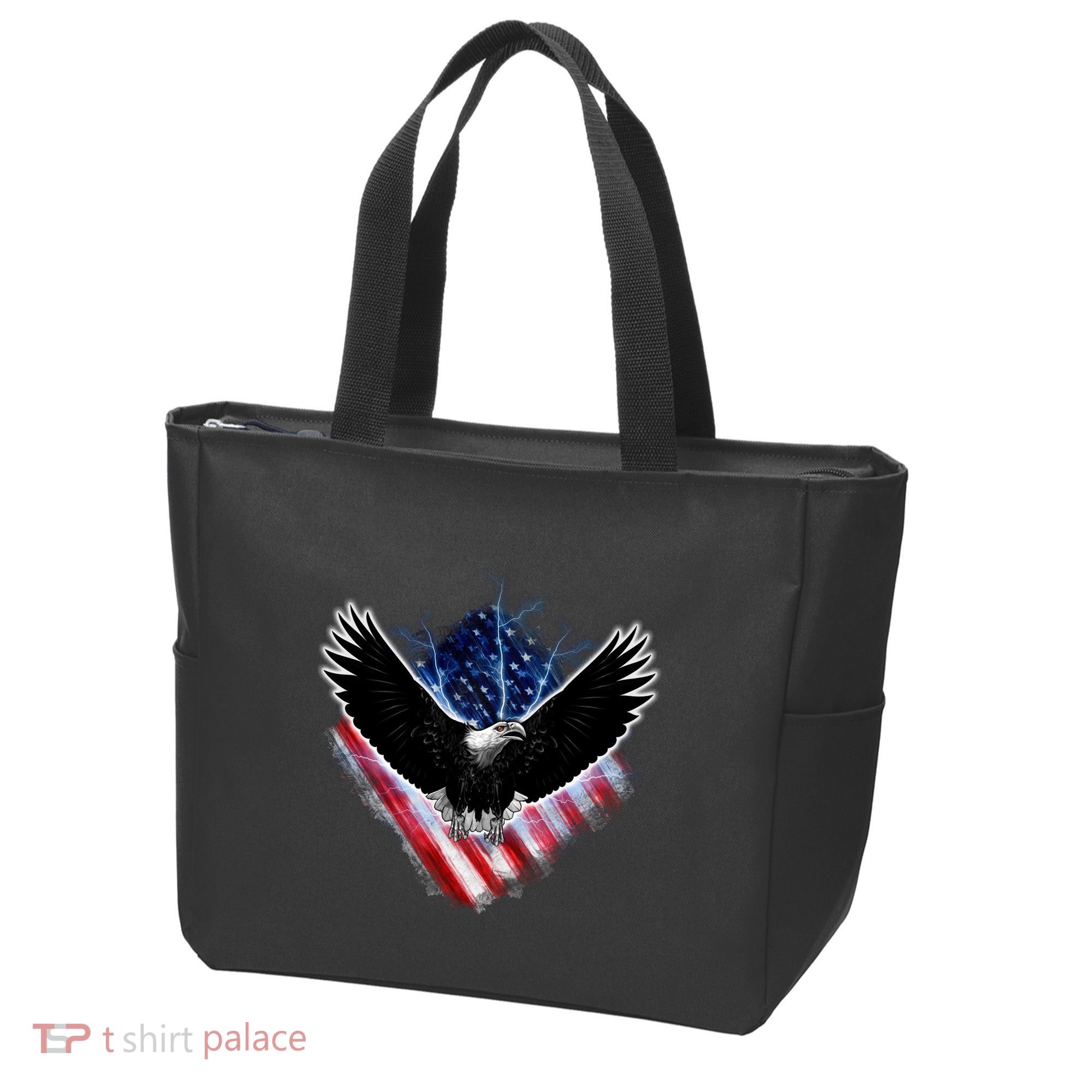 Patriotic American Flag Bald Eagle Tote Bag