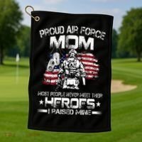 Proud Air Force Mom Air Force Graduation Mom USAF Heroes Golf Towel thumb 1