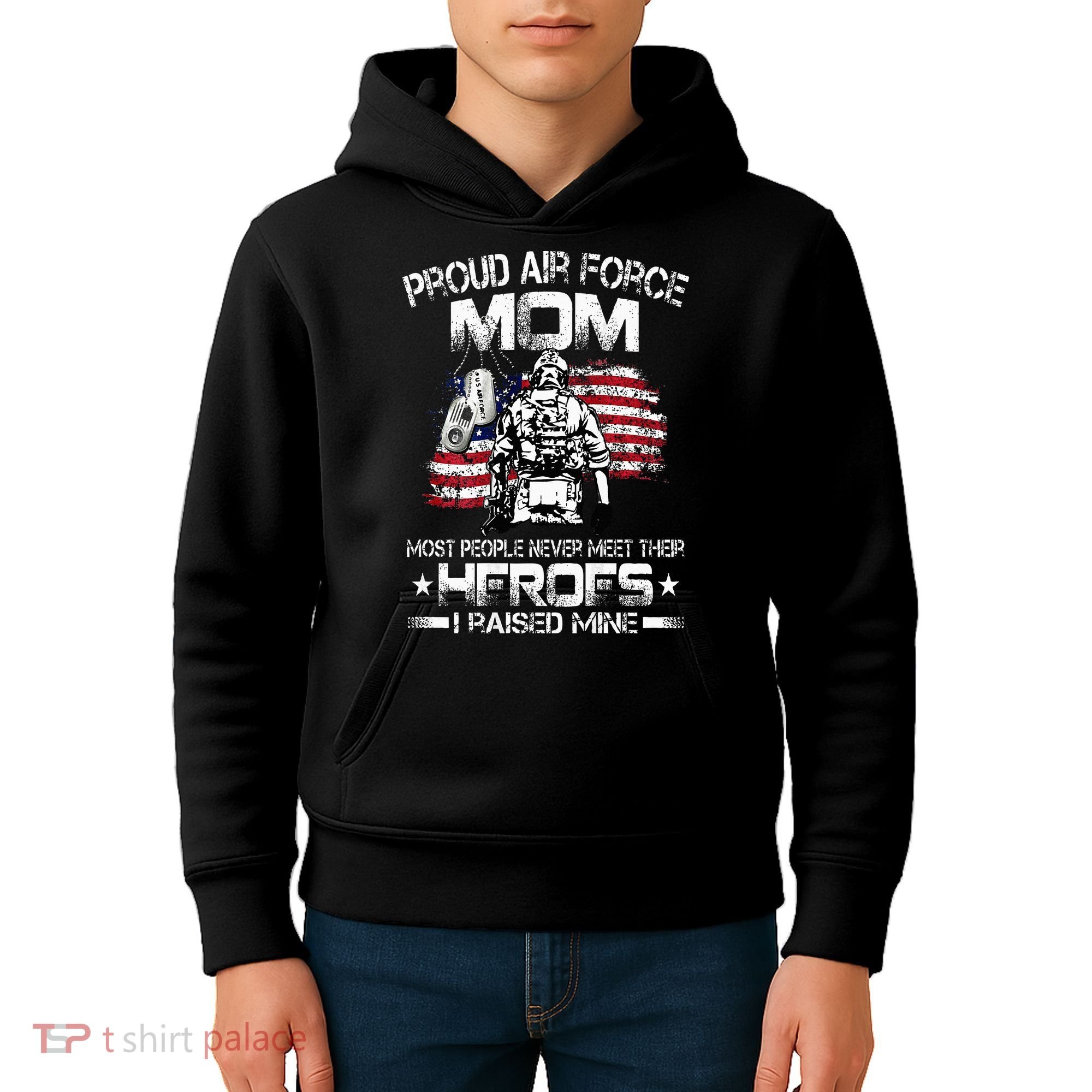 Proud Air Force Mom Air Force Graduation Mom USAF Heroes Kids Hoodie