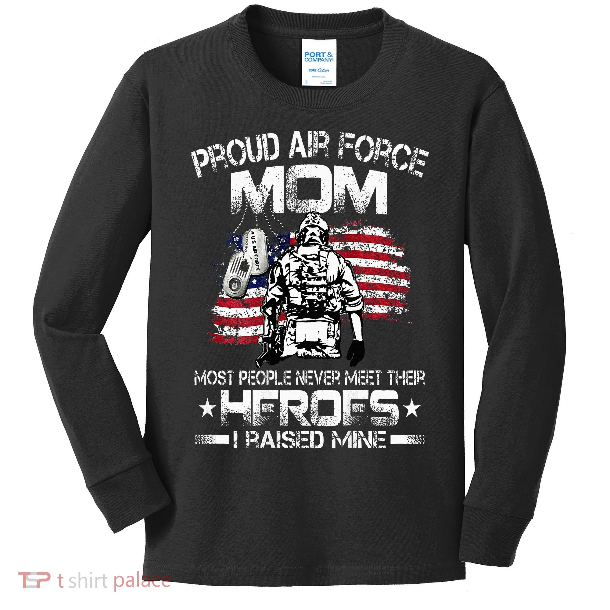 Proud Air Force Mom Air Force Graduation Mom USAF Heroes Kids Long Sleeve Shirt