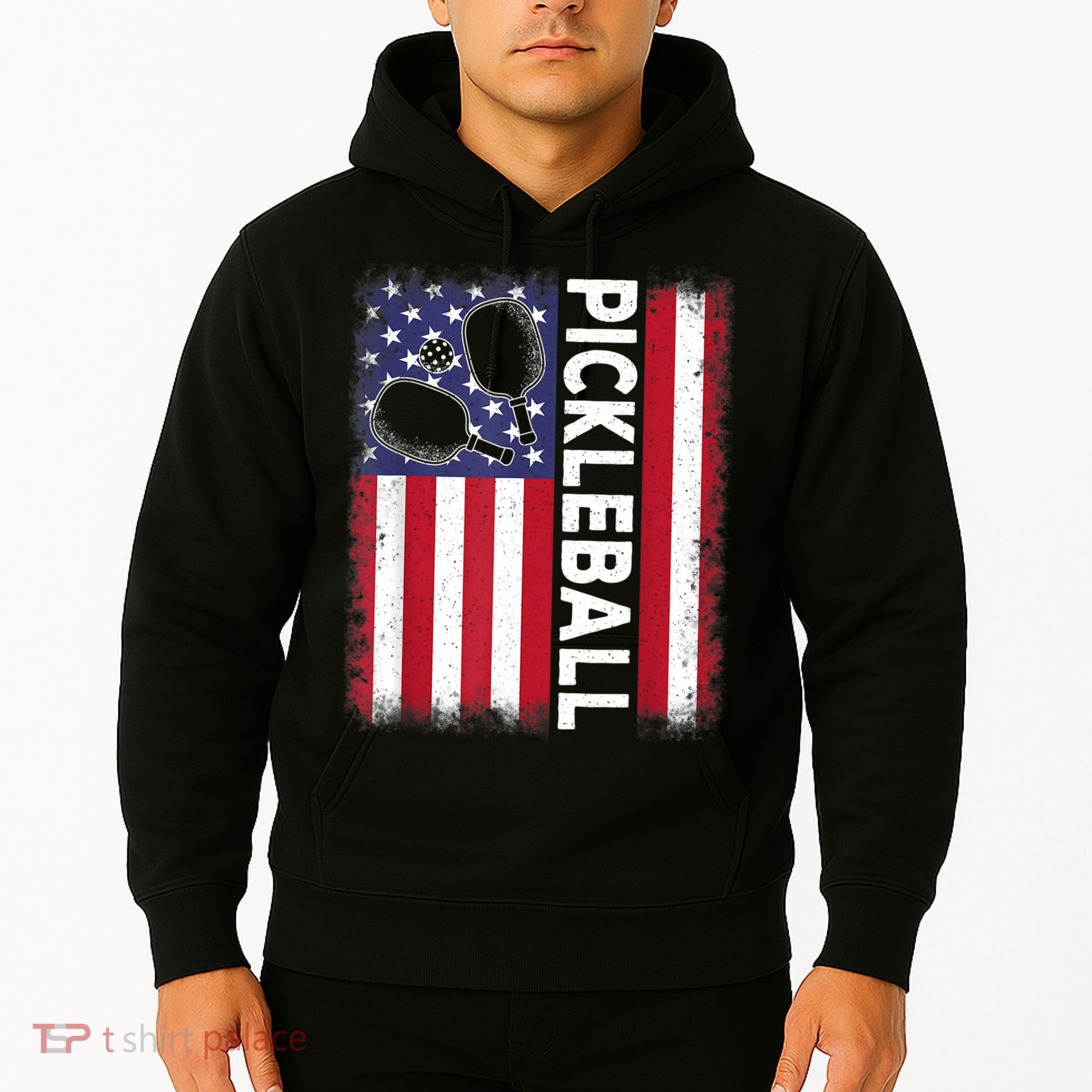 Pickleball American Flag Funny Pickleball Lover Hoodie
