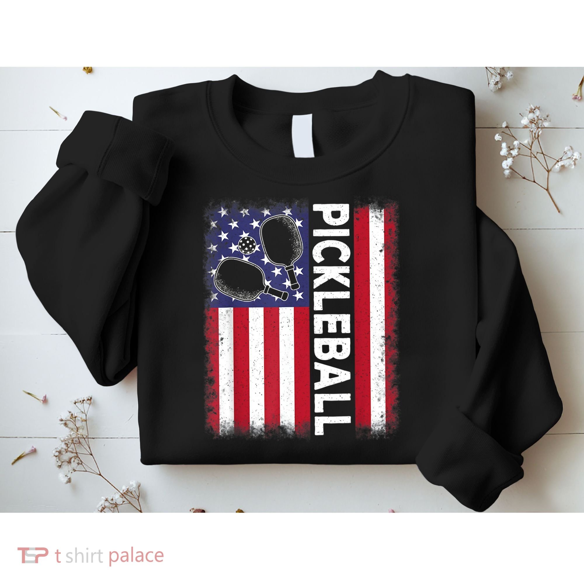 Pickleball American Flag Funny Pickleball Lover Sweatshirt