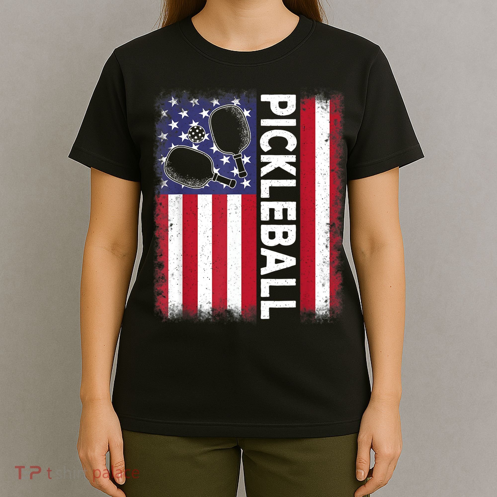 Pickleball American Flag Funny Pickleball Lover T-Shirt