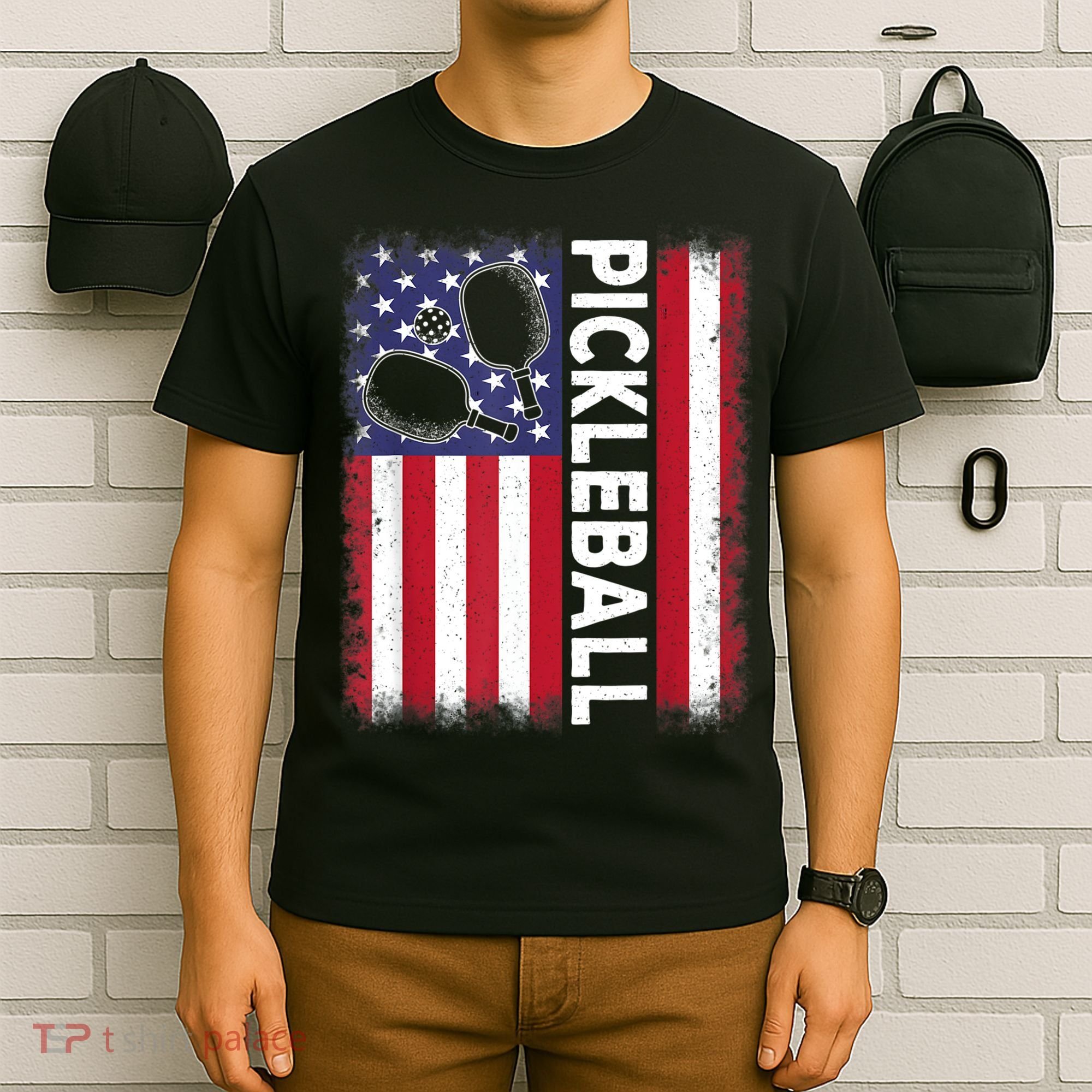 Pickleball American Flag Funny Pickleball Lover T-Shirt