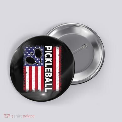 Pickleball American Flag Funny Pickleball Lover Button