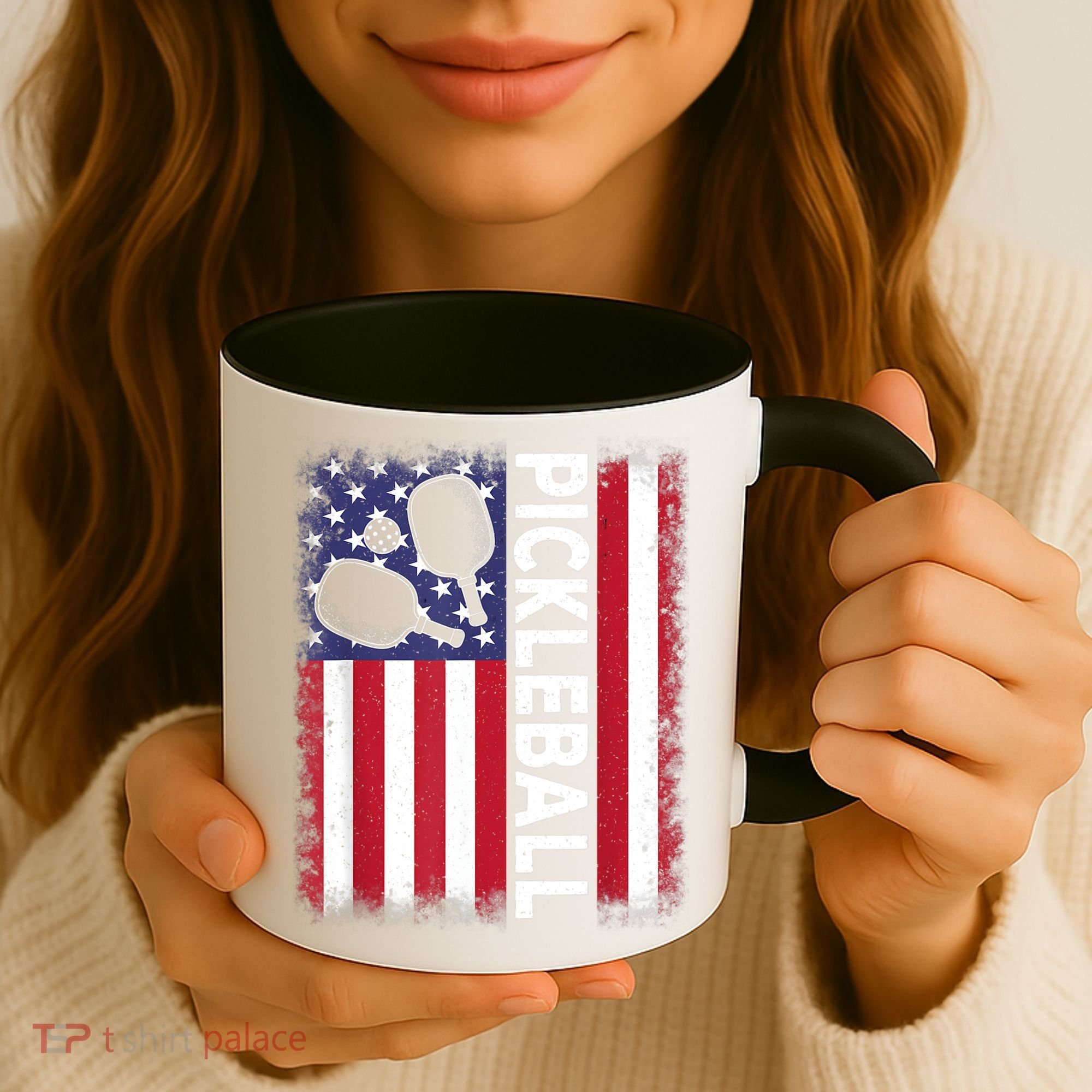 Pickleball American Flag Funny Pickleball Lover Coffee Mug