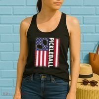 Pickleball American Flag Funny Pickleball Lover Women's Tank Top thumb 2