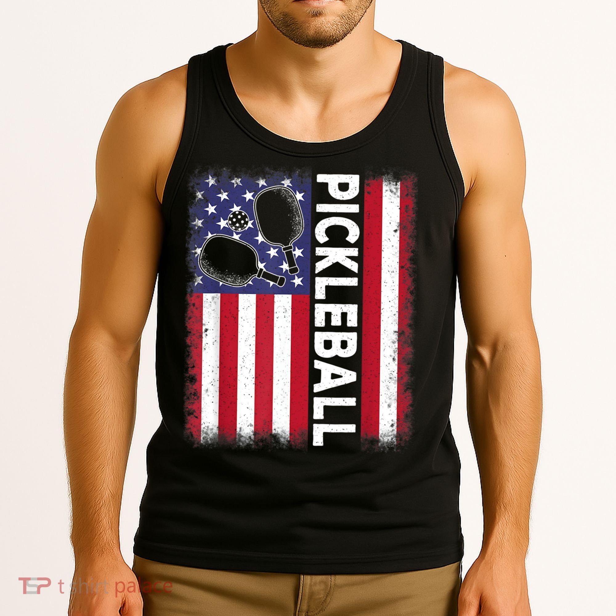 Pickleball American Flag Funny Pickleball Lover Tank Top