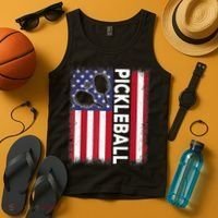 Pickleball American Flag Funny Pickleball Lover Tank Top thumb 4