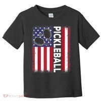 Pickleball American Flag Funny Pickleball Lover Toddler T-Shirt thumb 0
