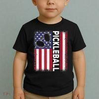 Pickleball American Flag Funny Pickleball Lover Toddler T-Shirt thumb 2