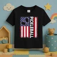 Pickleball American Flag Funny Pickleball Lover Toddler T-Shirt thumb 3