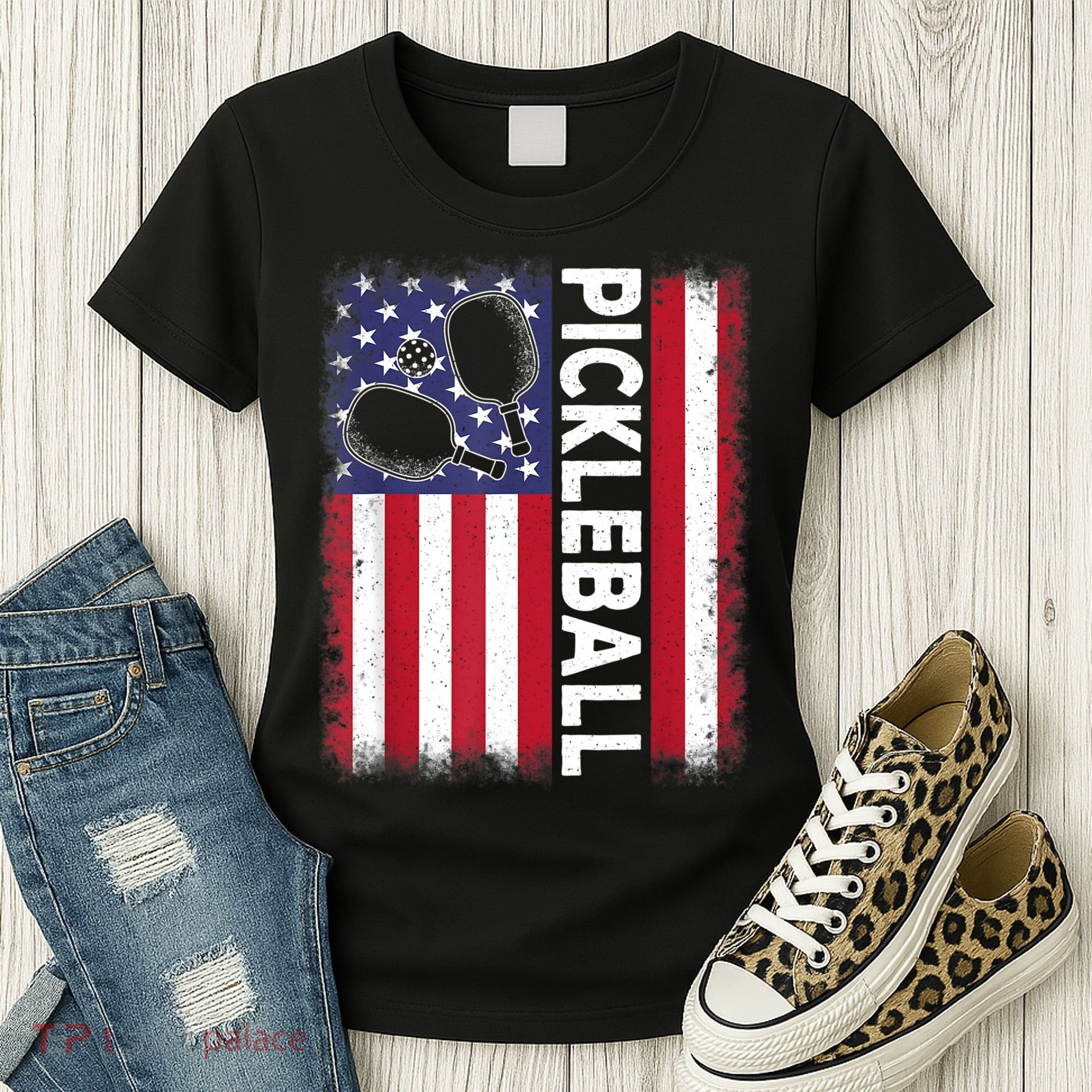 Pickleball American Flag Funny Pickleball Lover Women's T-Shirt