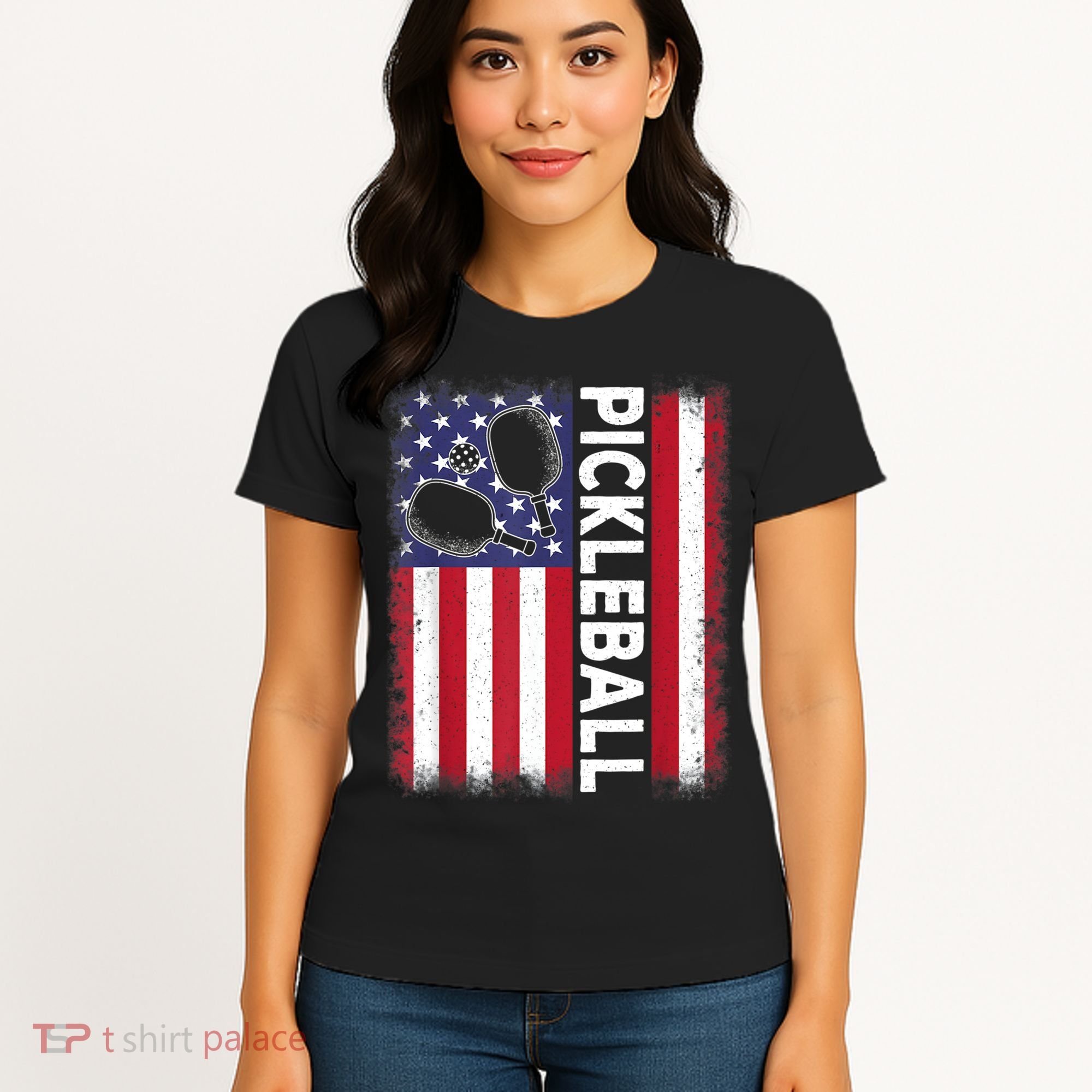 Pickleball American Flag Funny Pickleball Lover Women's T-Shirt