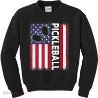Pickleball American Flag Funny Pickleball Lover Kids Sweatshirt thumb 0