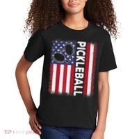 Pickleball American Flag Funny Pickleball Lover Kids T-Shirt thumb 2