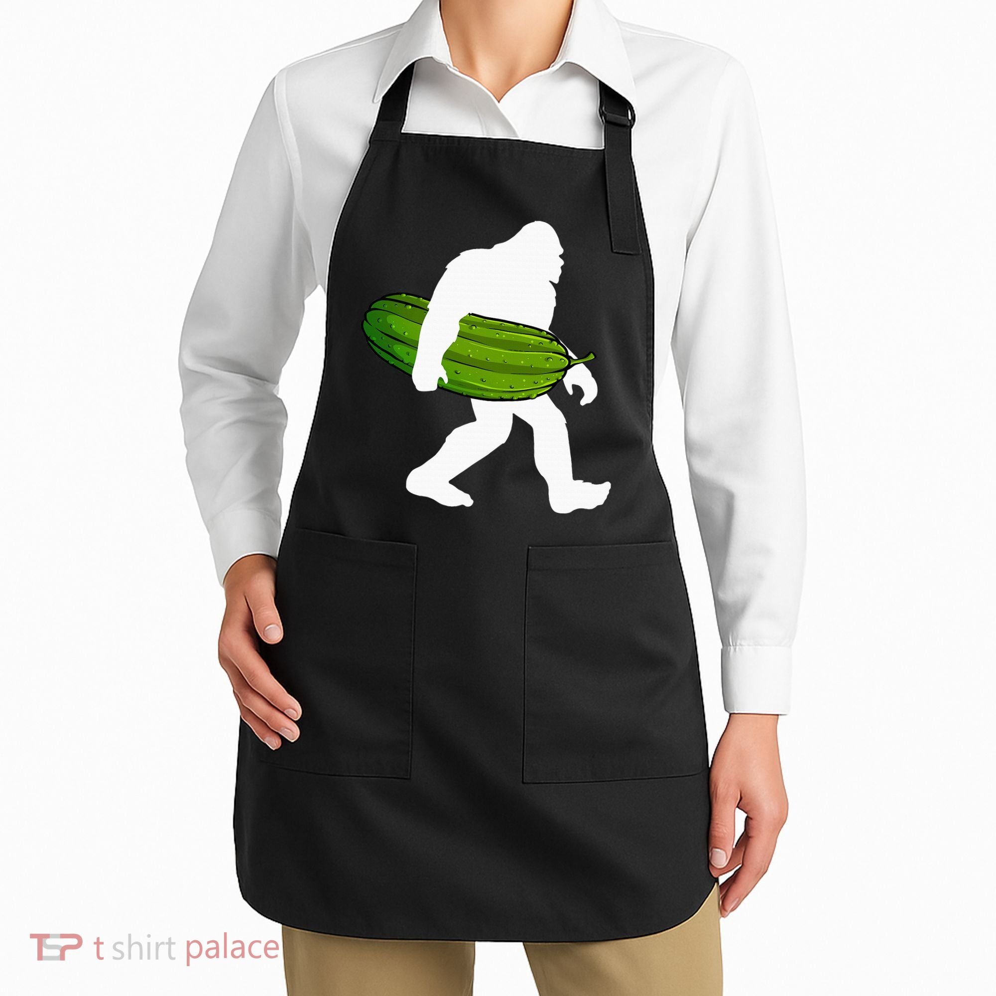 Pickle Art For Women Bigfoot Cucumber Apron