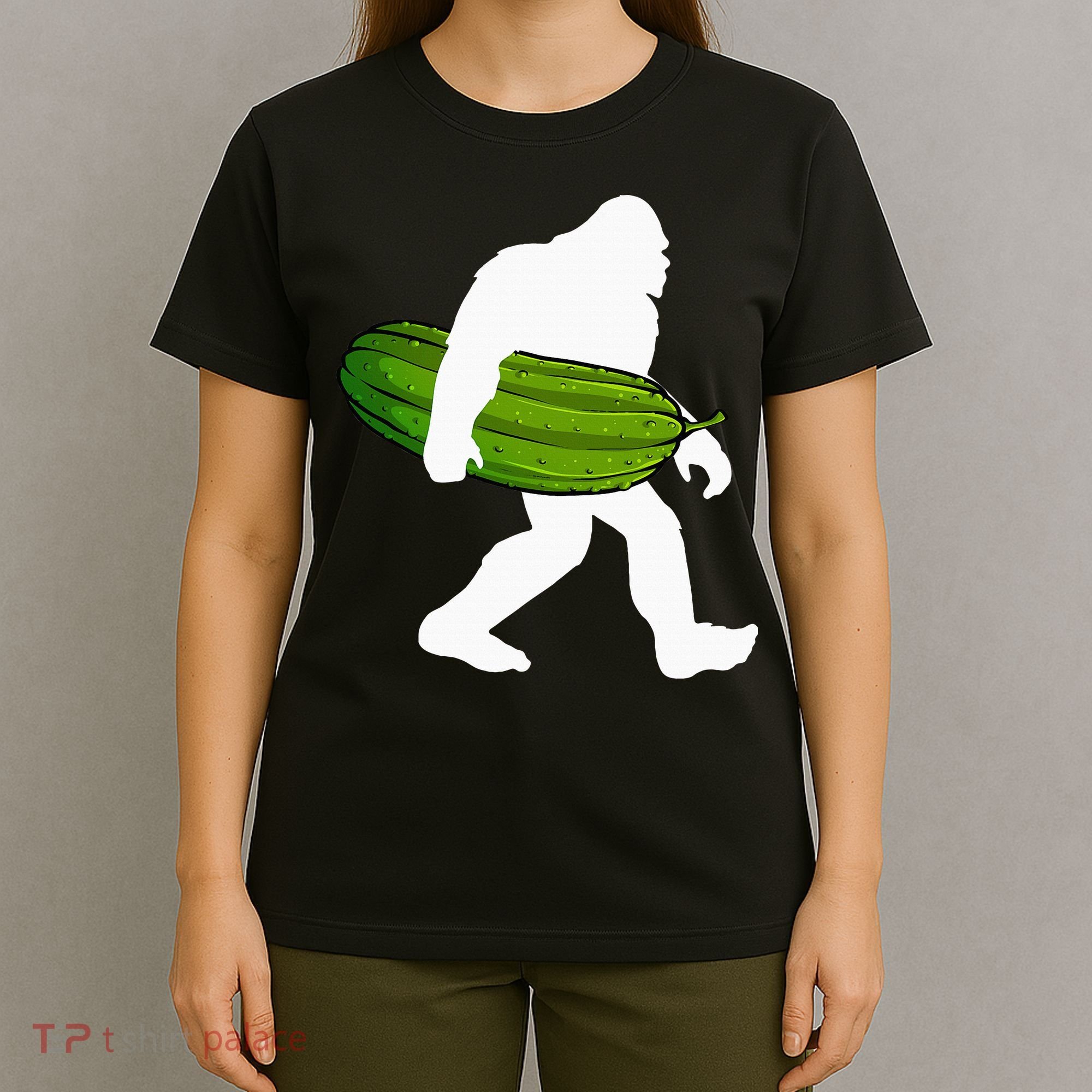 Pickle Art For Women Bigfoot Cucumber T-Shirt
