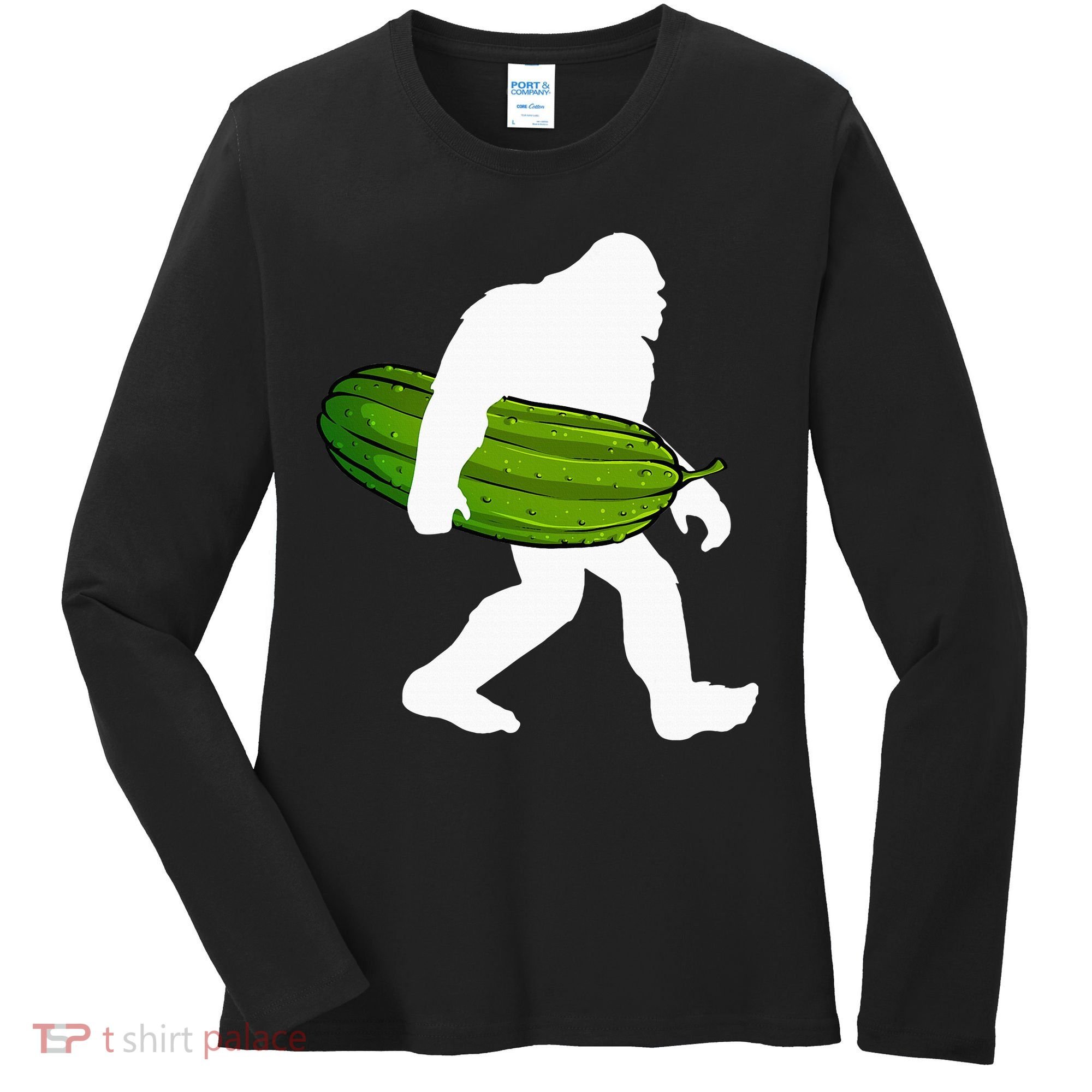 Pickle Art For Women Bigfoot Cucumber Women's Long Sleeve Shirt