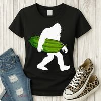 Pickle Art For Women Bigfoot Cucumber Women's T-Shirt thumb 3