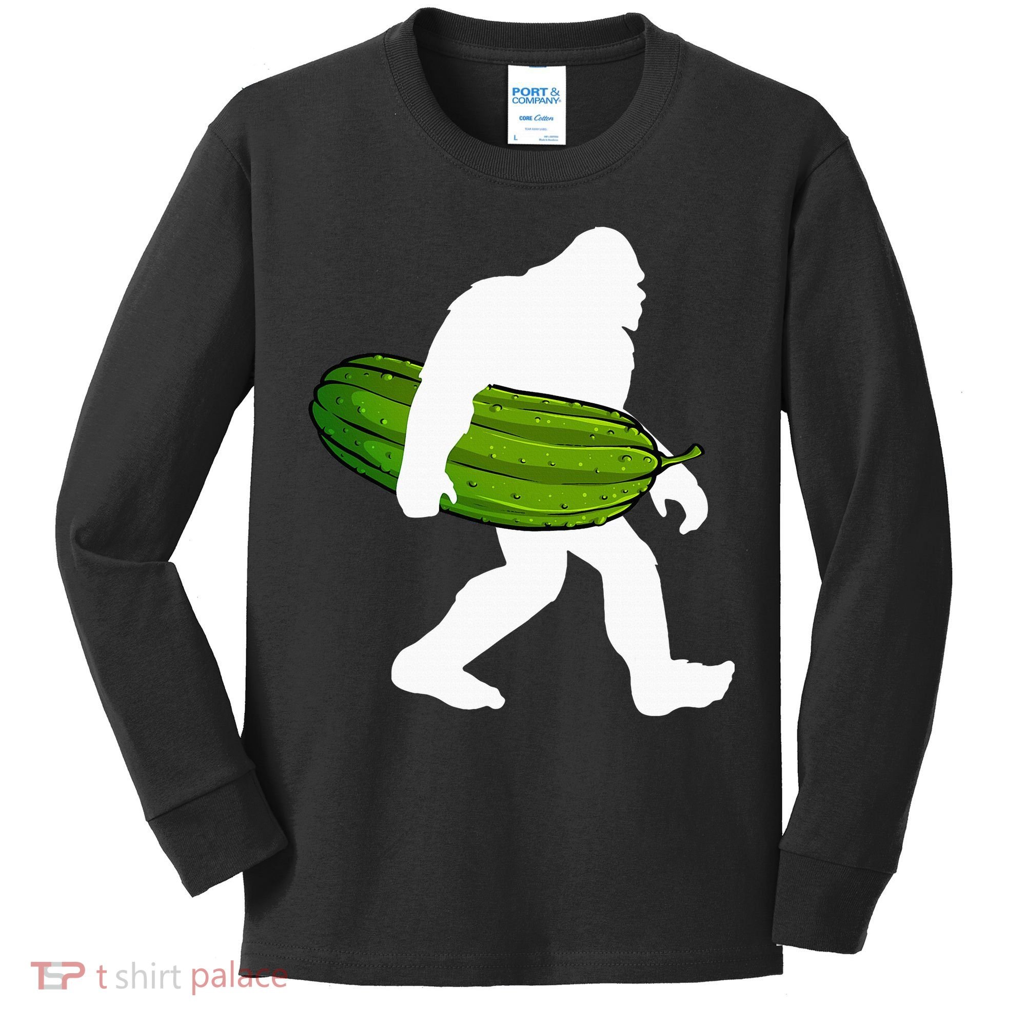 Pickle Art For Women Bigfoot Cucumber Kids Long Sleeve Shirt