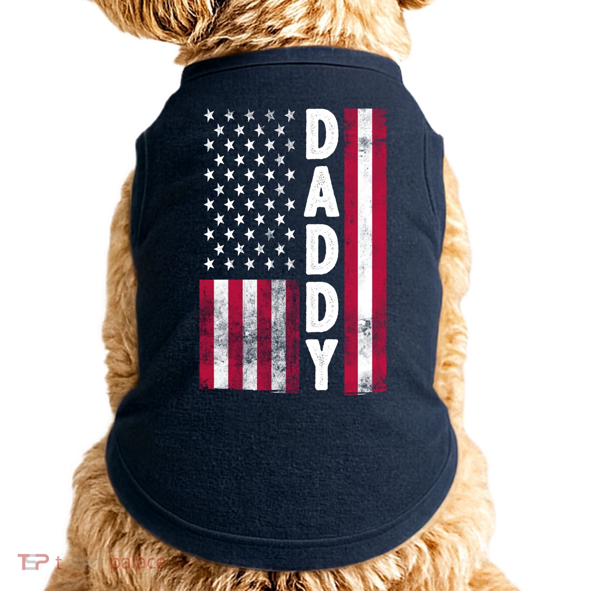 Patriotic American Flag Dad Father's Day Doggie Tank