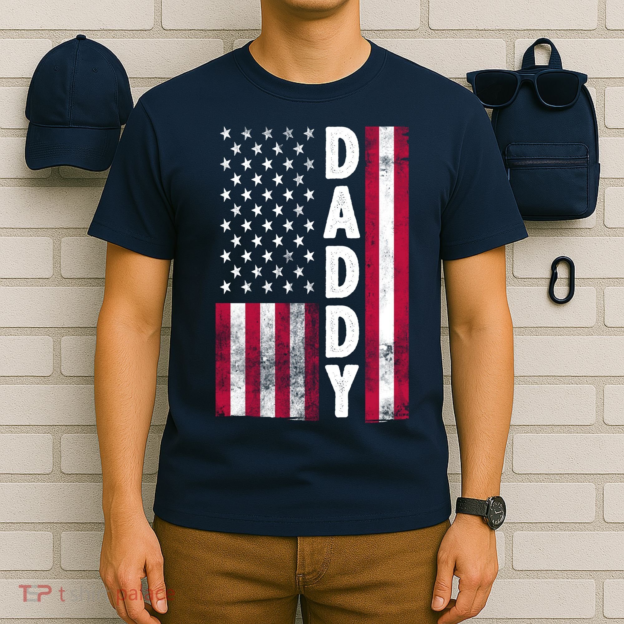 Patriotic American Flag Dad Father's Day T-Shirt