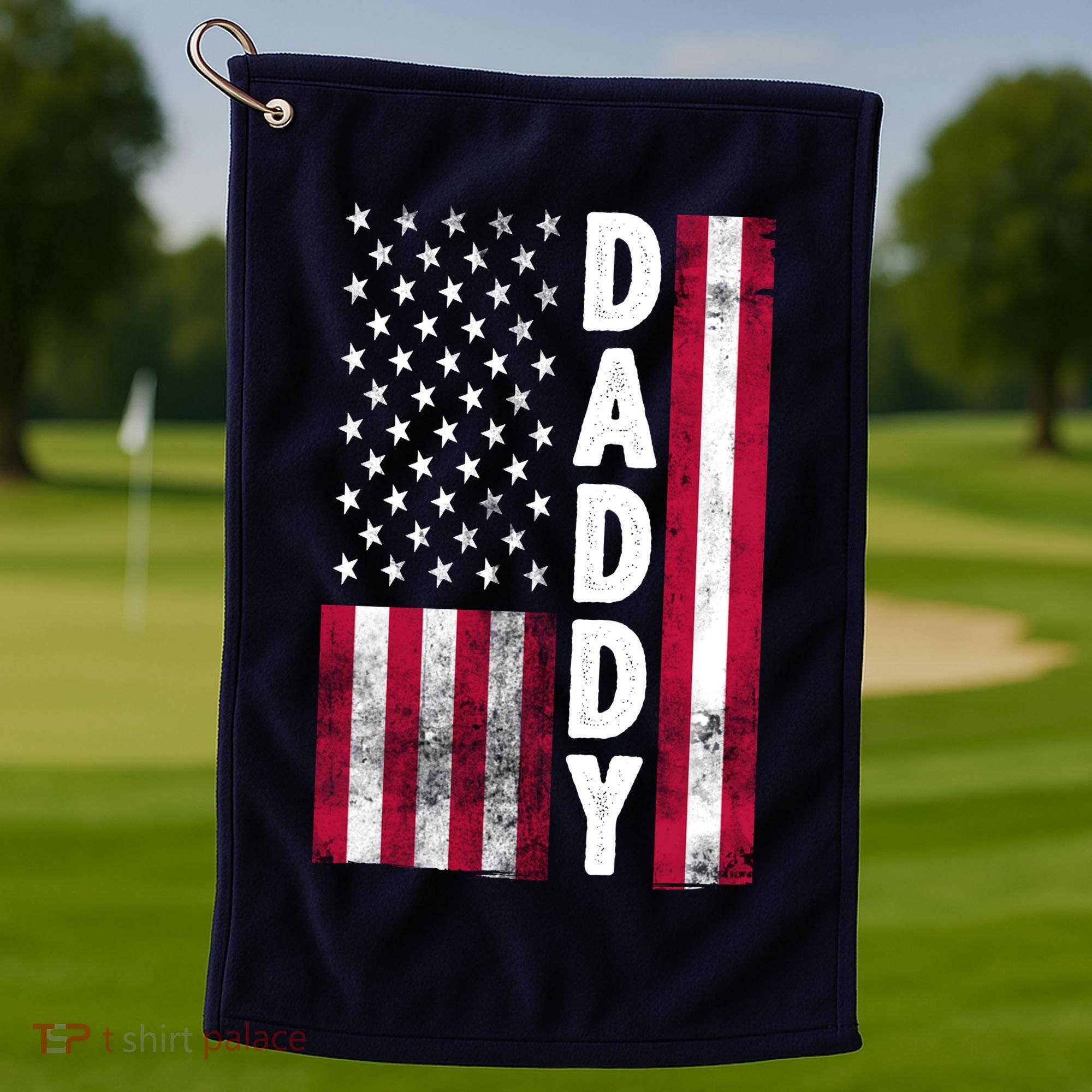Patriotic American Flag Dad Father's Day Golf Towel